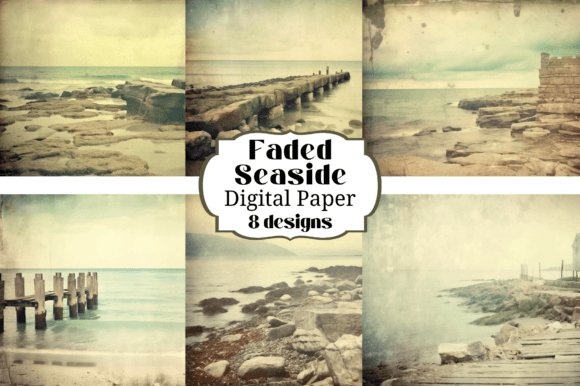 Faded Seaside Polaroid Backgrounds for Nostalgic Design