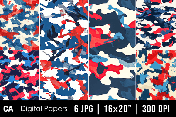 Patriotic Camouflage Pattern Backgrounds: Bold Design for Creative Projects