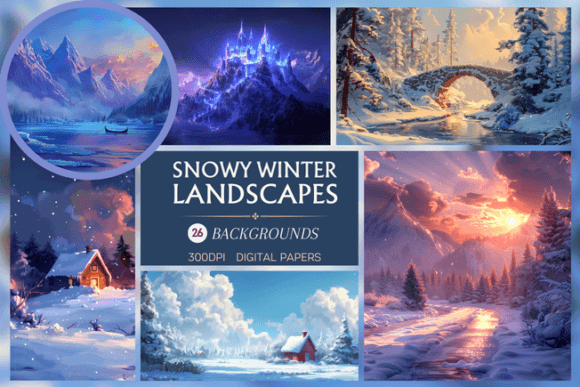 Snowy Winter Landscapes: 26 High-Resolution Backgrounds